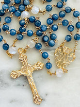 Load image into Gallery viewer, Marian Blue 14K Gold Rosary - Kyanite and Moonstone - Heirloom Gift