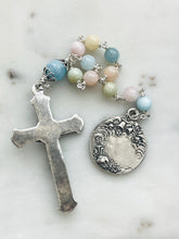 Load image into Gallery viewer, Baptism Tenner - Pastel Beryl Morganite Gemstone Rosary - Sterling and Sterling Silver CeCeAgnes