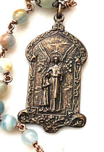 Load image into Gallery viewer, Blue Calcite Bronze Guardian Angel Rosary: Michael, Gabriel, Raphael