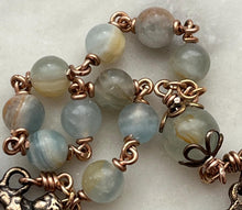 Load image into Gallery viewer, Blue Calcite Bronze Guardian Angel Rosary: Michael, Gabriel, Raphael