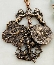 Load image into Gallery viewer, Blue Calcite Bronze Guardian Angel Rosary: Michael, Gabriel, Raphael