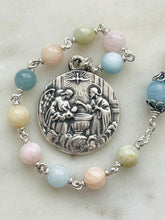 Load image into Gallery viewer, Baptism Tenner - Pastel Beryl Morganite Gemstone Rosary - Sterling and Sterling Silver CeCeAgnes