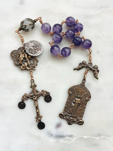 Load image into Gallery viewer, Amethyst Bronze Guardian Angel Rosary: Michael, Gabriel, Raphael