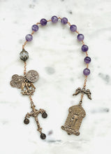 Load image into Gallery viewer, Amethyst Bronze Guardian Angel Rosary: Michael, Gabriel, Raphael