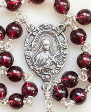 Load image into Gallery viewer, Saint Therese Chaplet - Garnet- Double-sided Crucifix - Sterling Silver CeCeAgnes
