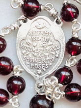 Load image into Gallery viewer, Saint Therese Chaplet - Garnet- Double-sided Crucifix - Sterling Silver CeCeAgnes