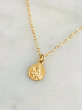 Load image into Gallery viewer, Tiny 14k Gold Saint Joseph with Lily Necklace: Solid Gold Catholic Medal