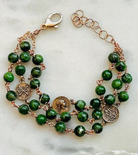 Load image into Gallery viewer, Blessed Virgin Mary Bracelet: Chrome Diopside and Bronze