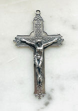 Load image into Gallery viewer, Floral Cross Crucifix Pendant - Sterling Silver - Antique Reproduction CeCeAgnes Rosary Parts