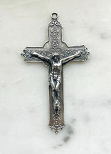Load image into Gallery viewer, Floral Cross Crucifix Pendant - Sterling Silver - Antique Reproduction CeCeAgnes Rosary Parts