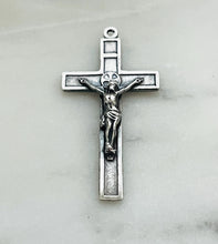 Load image into Gallery viewer, Roses Crucifix Pendant - Sterling Silver - Antique Reproduction CeCeAgnes Rosary Parts