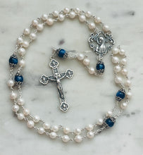 Load image into Gallery viewer, Heirloom Rosary - Sterling Silver - Freshwater Pearl and Kyanite