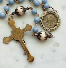 Load image into Gallery viewer, Large Bronze Rosary - Our Lady of Good Counsel - Angelite and Fossil Beads CeCeAgnes