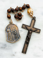 Load image into Gallery viewer, Wire-Wrapped Wood and Bronze Single Decade Rosary – Saint Francis, Saint Elizabeth Medals