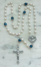 Load image into Gallery viewer, Heirloom Rosary - Sterling Silver - Freshwater Pearl and Kyanite
