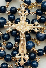 Load image into Gallery viewer, Exquisite 14K Gold Rosary - Sapphire - Spiritual Gift