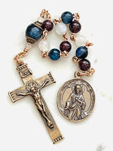 Load image into Gallery viewer, God Bless America Pocket Rosary - Red, White and Blue - Bronze - One Decade Commemorative Tenner