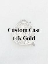 Load image into Gallery viewer, Custom Cast 14k Gold Large Saint Hubert Medal - Boar’s Head Back
