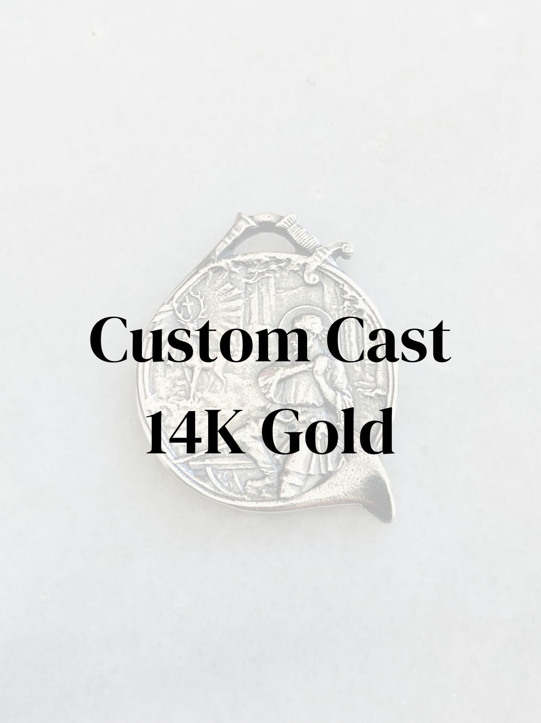 Custom Cast 14k Gold Large Saint Hubert Medal - Boar’s Head Back