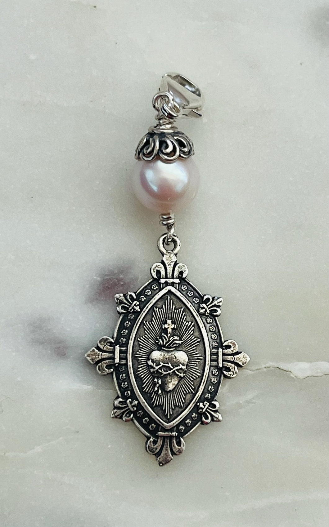 Sacred Heart Bag Charm - Zipper Pull - All Sterling Silver CeCeAgnes