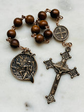 Load image into Gallery viewer, Saint Hubert Hunter Tenner - Wood and Bronze - Single Decade Rosary - Hunting and Protection Prayer Beads
