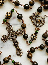 Load image into Gallery viewer, Bronze Saint Hubert Full Size Rosary - Prayer Beads
