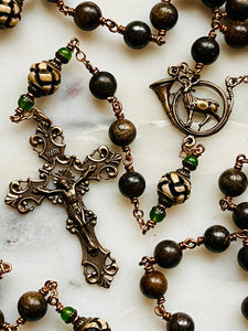 Bronze Saint Hubert Full Size Rosary - Prayer Beads