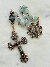 Load image into Gallery viewer, Rosary Tenner - Our Lady of Fatima - Bronze and Aquamarine
