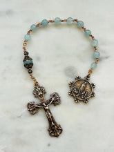 Load image into Gallery viewer, Rosary Tenner - Our Lady of Fatima - Bronze and Aquamarine
