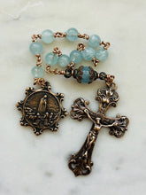 Load image into Gallery viewer, Rosary Tenner - Our Lady of Fatima - Bronze and Aquamarine
