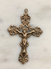 Load image into Gallery viewer, Ornate Scroll Crucifix -  Bronze - Antique Reproduction 539 CeCeAgnes Rosary Parts
