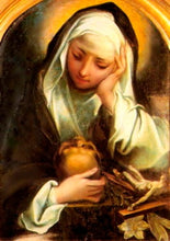 Load image into Gallery viewer, Memento Mori Rosary Bloodstone Ox Bone Skull Bronze Saint Benedict
