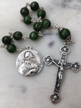 Load image into Gallery viewer, Sterling Silver Pocket Rosary - St. Peter and St. Paul - Chrome Diopside Gemstones - Beautiful Crucifix - Single Decade Rosary
