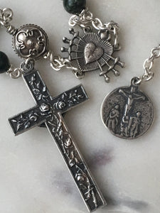 Pocket Servite Rosary - Seraphinite Gemstones - Sterling and Sterling Silver - Seven Sorrows Chaplet - Our Lady of Sorrows CeCeAgnes