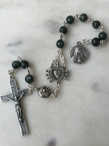 Pocket Servite Rosary - Seraphinite Gemstones - Sterling and Sterling Silver - Seven Sorrows Chaplet - Our Lady of Sorrows CeCeAgnes