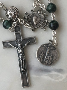 Pocket Servite Rosary - Seraphinite Gemstones - Sterling and Sterling Silver - Seven Sorrows Chaplet - Our Lady of Sorrows CeCeAgnes