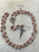 Load image into Gallery viewer, Rhodonite Gemstone Spanish Style Rosary - Sterling Silver Medals - Reproductions of Antique Spanish Medals CeCeAgnes
