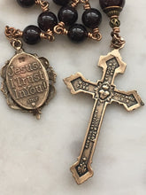 Load image into Gallery viewer, Divine Mercy Chaplet Pocket Rosary - Garnet Gemstones and Bronze - Pardon Crucifix - Single Decade Rosary CeCeAgnes
