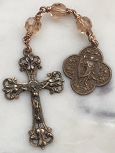 Load image into Gallery viewer, Bronze and Crystal 3 Hail Mary Chaplet - St. Raphael - First Communion - Eucharist CeCeAgnes
