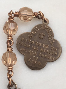 Bronze and Crystal 3 Hail Mary Chaplet - St. Raphael - First Communion - Eucharist CeCeAgnes