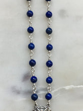 Load image into Gallery viewer, Madonna and Child Necklace - Lapis Gemstones - Sterling Silver - Virgin Mary - Mother of God Pendant
