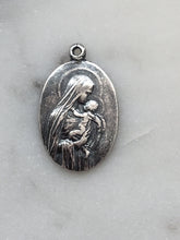 Load image into Gallery viewer, Madonna and Child Necklace - Lapis Gemstones - Sterling Silver - Virgin Mary - Mother of God Pendant
