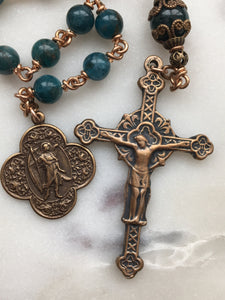 Apatite Pocket Rosary - Saint Raphael - Bronze - Single Decade Rosary