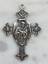 Load image into Gallery viewer, Sterling Silver Saint Francis Cross: Antique Reproduction with Latin Prayer
