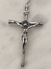 Load image into Gallery viewer, Beautiful Single Decade Rosary! -  Sterling Silver - 8mm Aquamarine Gemstones - Spanish Crucifix - Bali Sterling - Mary and Baby
