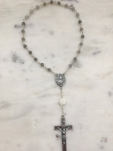 Load image into Gallery viewer, Saint Therese Chaplet - Faceted Labradorite  - Roses Crucifix - Sterling Silver CeCeAgnes
