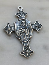 Load image into Gallery viewer, Sterling Silver Saint Francis Cross: Antique Reproduction with Latin Prayer
