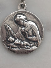 Load image into Gallery viewer, Beautiful Single Decade Rosary! -  Sterling Silver - 8mm Aquamarine Gemstones - Spanish Crucifix - Bali Sterling - Mary and Baby
