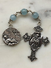 Load image into Gallery viewer, Christmas Chaplet - Saint Francis and First Nativity - Sterling and Sterling Silver - Aquamarine - Beautiful!! CeCeAgnes
