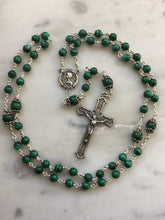 Load image into Gallery viewer, Beautiful Rosary - Malachite Gemstones - wire-wrapped - Sterling Silver CeCeAgnes
